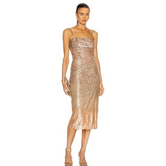 Rêve Riche Maida Midi Dress in Champagne Degrade Size 36 XS 2-4 US $1095 - Picture 5 of 9